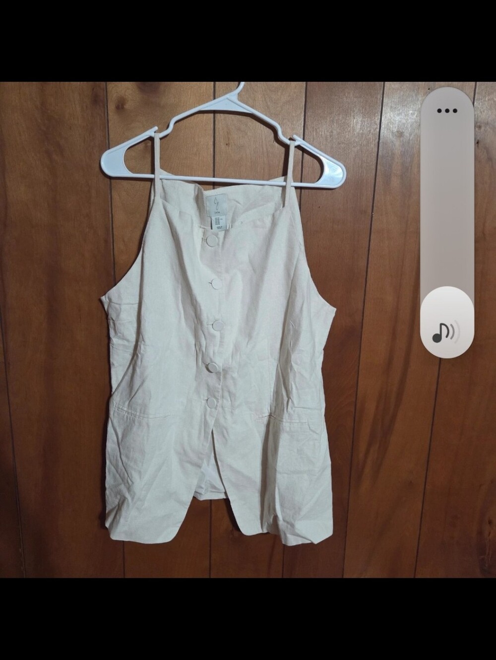 JOIE Linen Blend Sleeveless Top, Ivory Button-Front Shirt XL